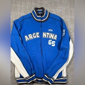 Blue Marlin Full Zip Argentina 65 Thick Sweatshirt Jacket Men Size Large